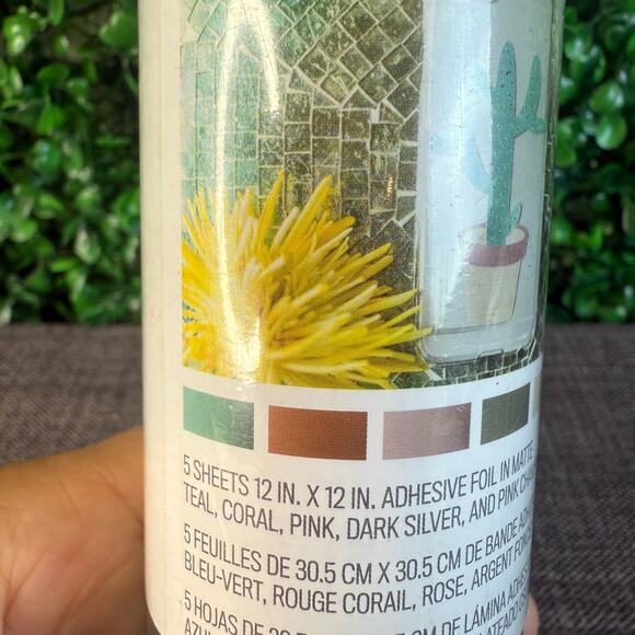 Cricut 5 Sheets 12X12 Adhesive Foil MatteTeal ,Coral, Pink, Dark Silver & Pink - Picture 3 of 12